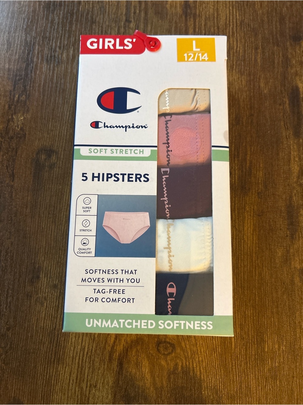 Champion Girls' 5-Pack Hipster Underwear - Assorted Colors (Size L 12/14)